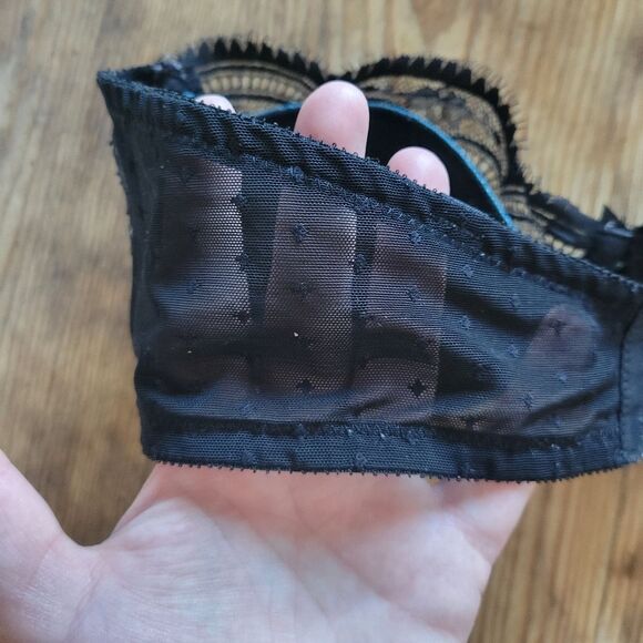 M&S Strapless Balconette Teal and Black Lace Bra - Picture 6 of 10